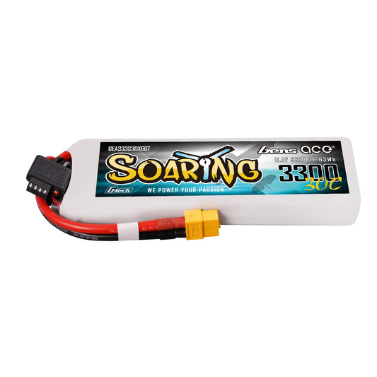 Gens Ace Soaring 3300mAh 3S 11.1V 30C G-Tech Lipo Battery with XT60 plug