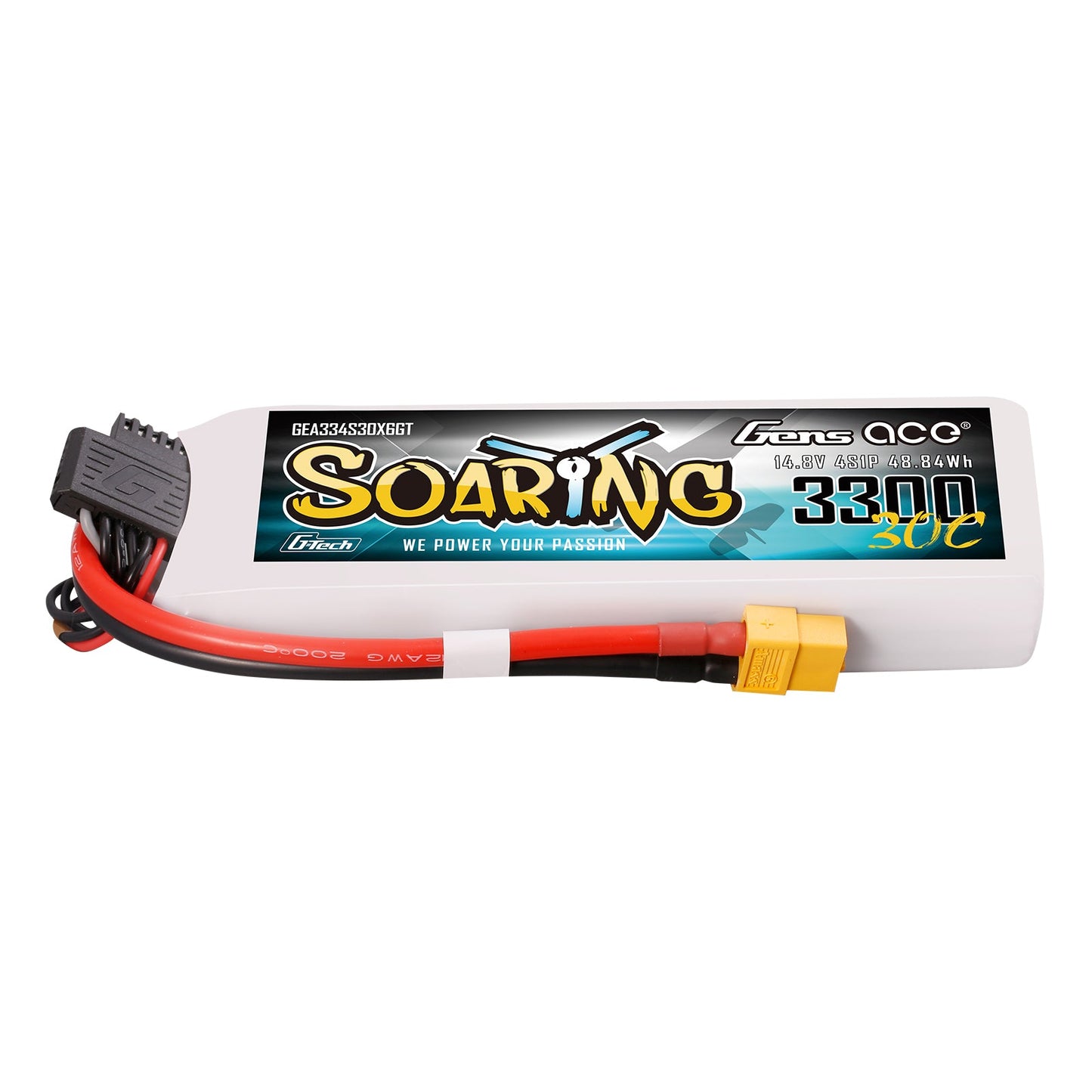Gens Ace Soaring 3300mAh 4S 14.8V 30C G-Tech Lipo Battery with XT60 plug