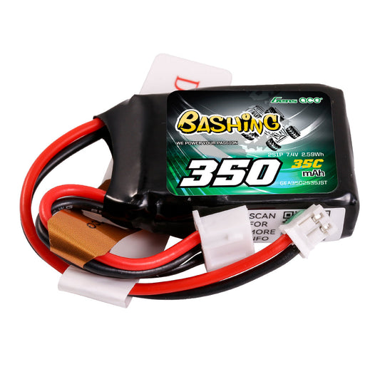 Gens Ace 350mAh 2S 7.4V 35C Lipo Battery Pack with JST-PHR Plug-Bashing Series