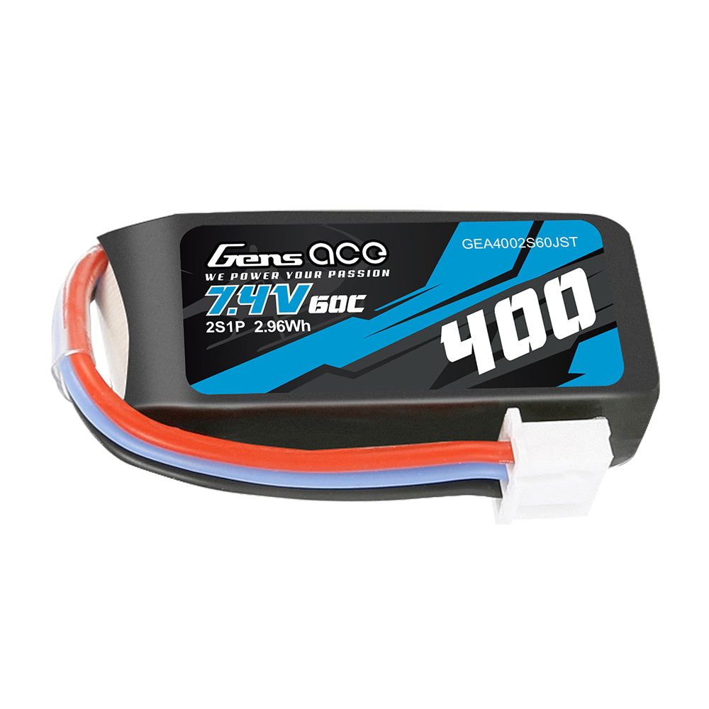 Gens Ace 400mAh 7.4V 60C 2S1P Lipo Battery Pack with JST Plug