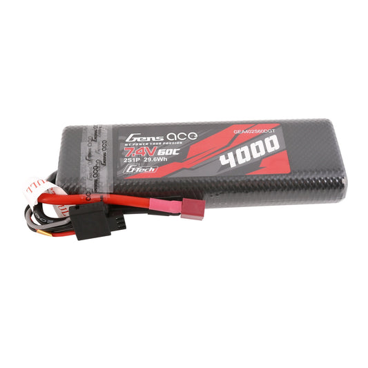Gens Ace G-Tech 4000mAh 2S1P 7.4V 60C HardCase 8# car Lipo Battery pack with T-plug