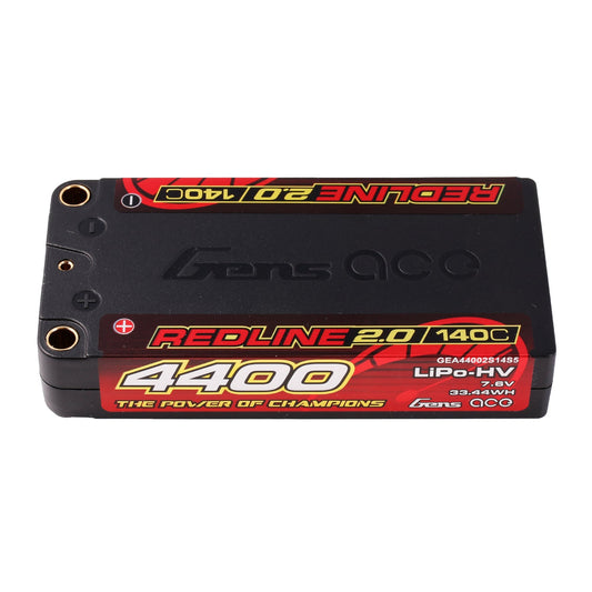 Gens Ace Redline 2.0 Series 4400mAh 7.6V 140C 2S1P HardCase HV Lipo Battery Pack with Hardcase 111#