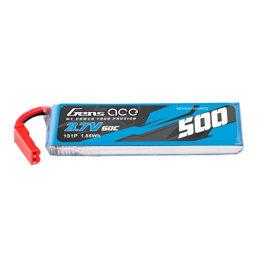 Gens Ace  500mAh 3.7V 60C 1S1P Lipo Battery Pack with JST-SYP Plug