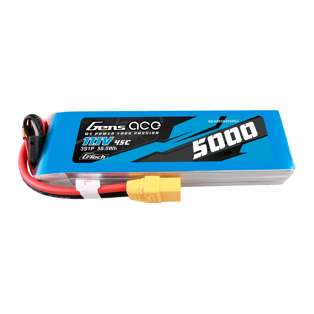 Gens Ace G-Tech 5000mAh 11.1V 45C 3S1P lipo battery with XT90 Plug