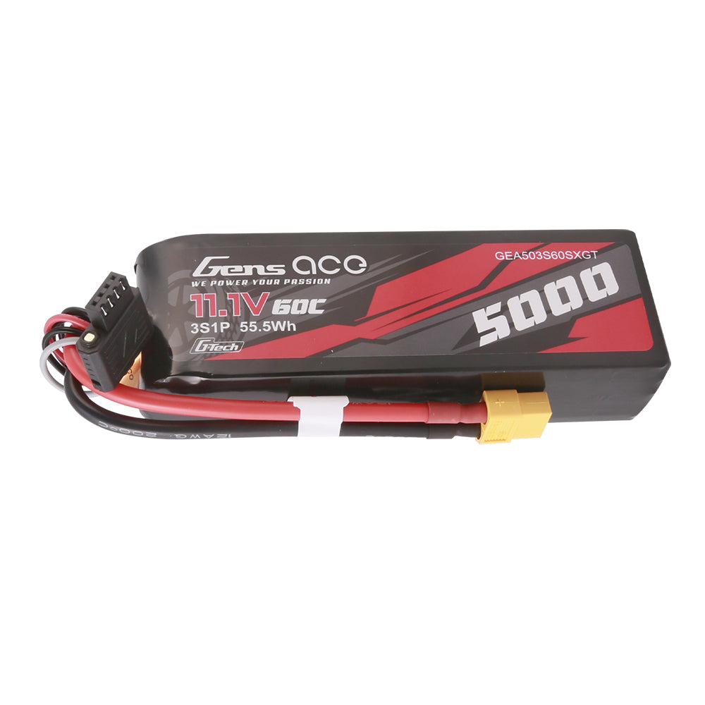 Gens Ace G-Tech 5000mAh 11.1V 60C 3S1P Lipo With XT60 Plug