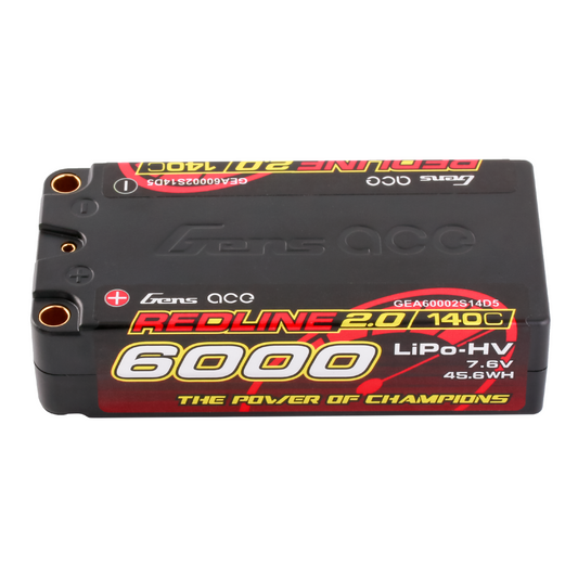 Gens Ace Redline 2.0 Series 6000mAh 2S2P 7.6V 140C HardCase HV Lipo Battery Pack with Hardcase 63#