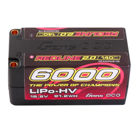 Gens Ace Redline 2.0 Series 6000mAh 4S2P 15.2V 140C HardCase HV Lipo Battery Pack with Hardcase 69#