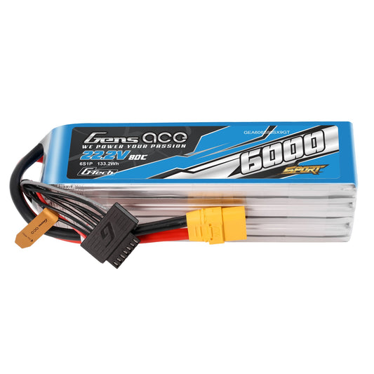 Gens Ace Sport G-Tech 6000mAh 22.2V 80C 6S1P Battery Pack with XT90 plug ?700 Helicopter?