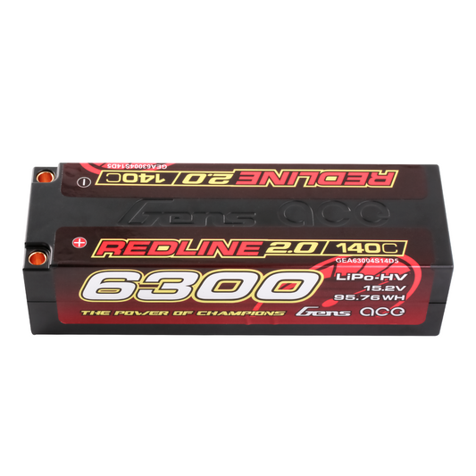 Gens Ace Redline 2.0 Series 6300mAh 4S 15.2V 140C HardCase HV Lipo Battery Pack with Hardcase 59#
