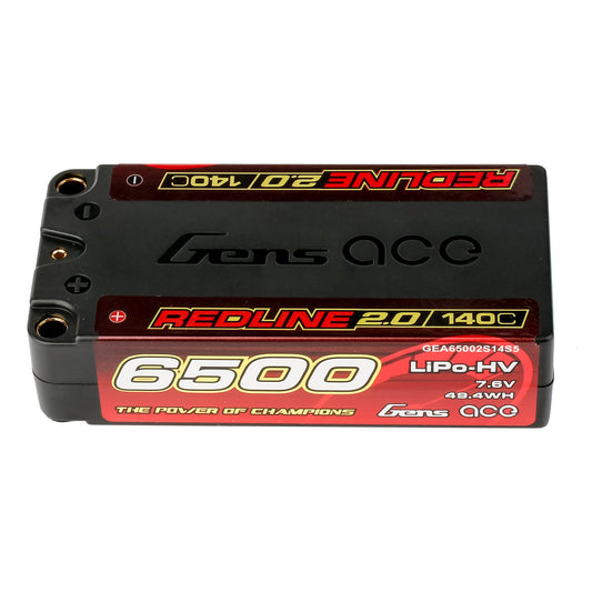Gens Ace Redline 2.0 Series 6500mAh 2S1P 7.6V 140C HardCase HV Lipo Battery Pack with Hardcase 63#