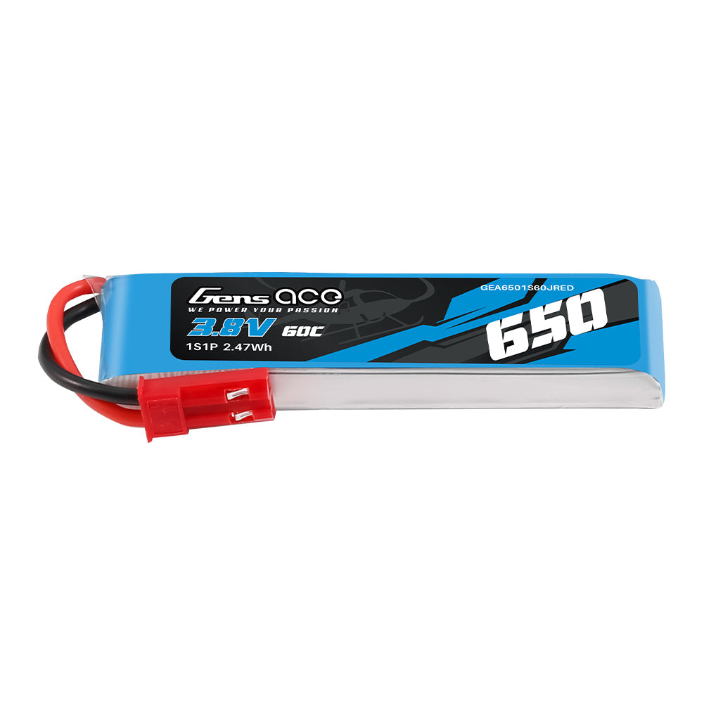 Gens Ace 650mAh 1S 3.8V 60C HV LIPO Battery with JST-SYP Plug
