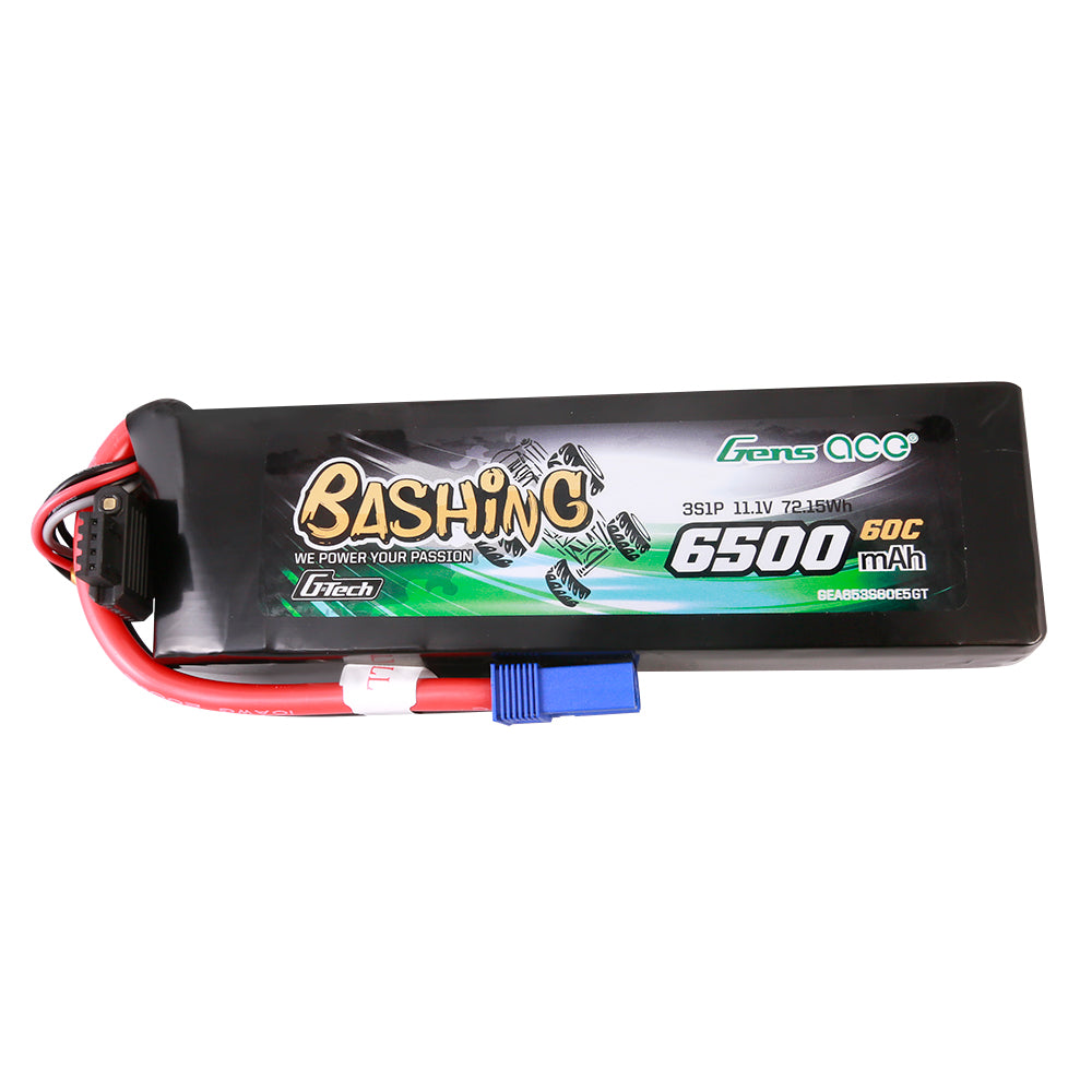 Gens Ace G-Tech 6500mAh 11.1V 60C 3S Lipo Battery Pack with EC5-Bashing Series