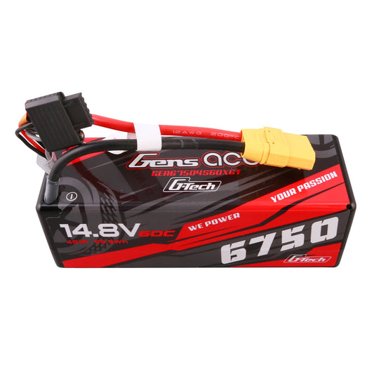 Gens Ace G-Tech Hardcase 6750mAh 14.8V 60C 4S1P Lipo Battery with XT90 Plug