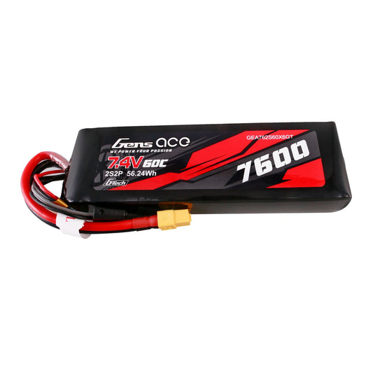 Gens Ace G-Tech 7600mAh 7.4V 60C 2S2P Lipo Battery PC material case with XT60 Plug