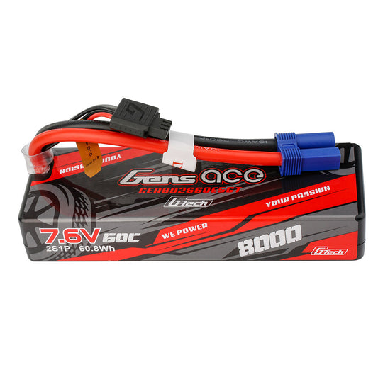 Gens Ace G-Tech 8000mAh 2S1P 7.6V 60C High Voltage Lipo Battery with EC5 plug