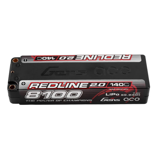 Gens Ace Redline 2.0 8100mAh 7.4V 140C 2S HardCase 58# Lipo Battery