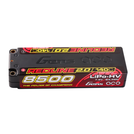 Gens Ace Redline 2.0 Series 8500mAh 2S 7.6V 140C HardCase HV Lipo Battery Pack with Hardcase 58#