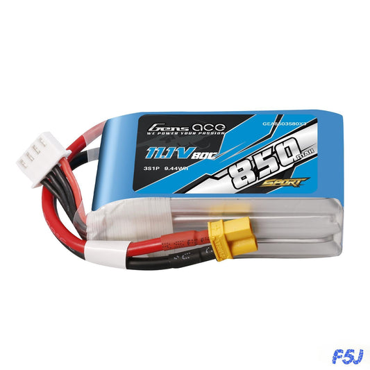 Gens Ace 850mAh 3S 11.1V 80C Lipo Battery Pack with XT30 Plug ( F5J )