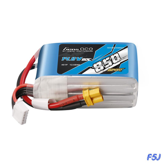 Gens Ace 850mAh 4S 14.8V 80C Lipo Battery Pack with XT30 Plug ( F5J )