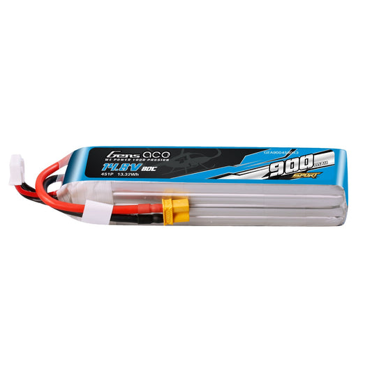 Gens Ace 900mAh 14.8V 80C 4S1P Lipo Battery Pack with XT30 Plug ( F5J )