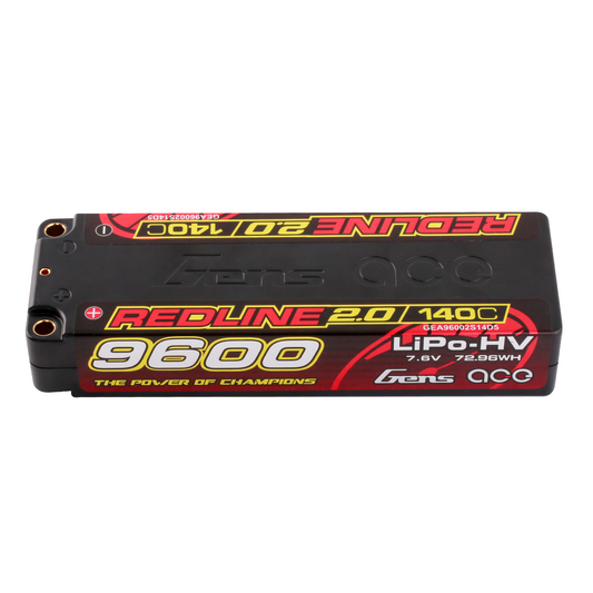 Gens Ace Redline 2.0 Series 9600mAh 2S 7.6V 140C HardCase HV Lipo Battery Pack with Hardcase 58#