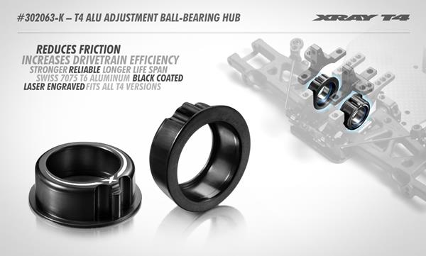 T4 ALU ADJUSTMENT BALL-BEARING HUB - BLACK