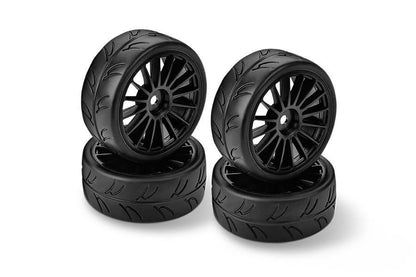 HUDY 1/10 PRE-CUT SLICK BELTED TIRES RIGHT & LEFT (2+2)