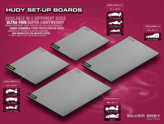 FLAT SET-UP BOARD 1/8 ON-ROAD - LIGHTWEIGHT - SILVER GREY