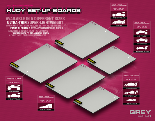 FLAT SET-UP BOARD FOR 1/10 OFF-ROAD - LIGHTWEIGHT - SILVER GREY