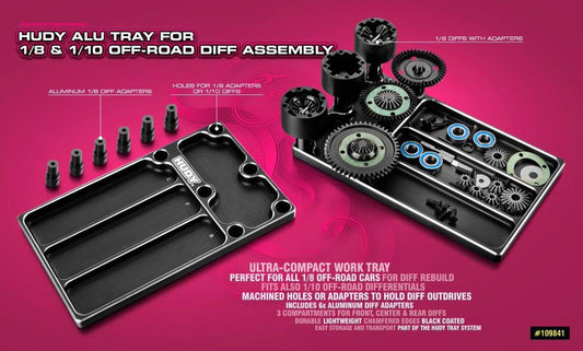 HUDY ALU TRAY FOR 1/8 OFF-ROAD DIFF ASSEMBLY, H109841