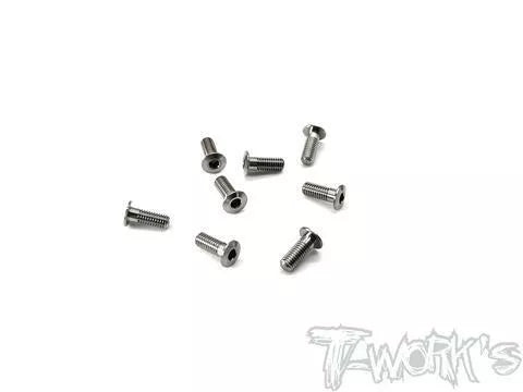 T-Work´s Aluminum 7075-T6 Hex Socket Head Low Profile Half Thread Screw 3,0 x 8,0mm - Silver